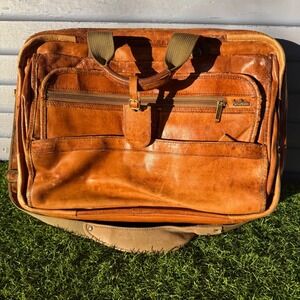 Vtg Hartmann Tan Belting Leather Briefcase Messenger Bag‎ Satchel Laptop Case